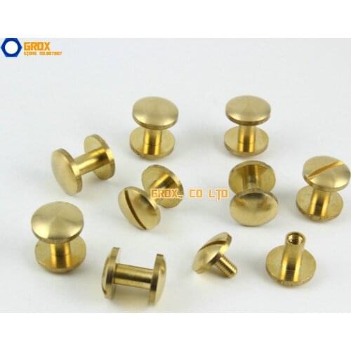 30 Pieces 10*7mm Leather Craft Belt Wallet Solid Brass Nail Rivet Chicago Screw Cambered Head