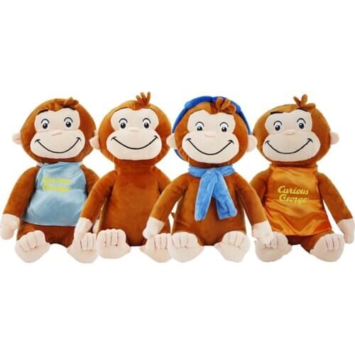 4 Styles Cartoon Cute Monkey Curious George Plush Toys Soft Stuffed Dolls Gift for Children