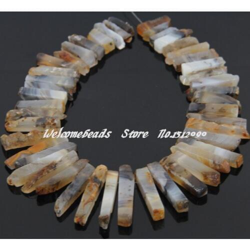 47pcs/strand Hot Sales Natural Ag ate Slice Beads for Pendant Necklace Making Men Jewelry Wholesale 7-10x28-55mm