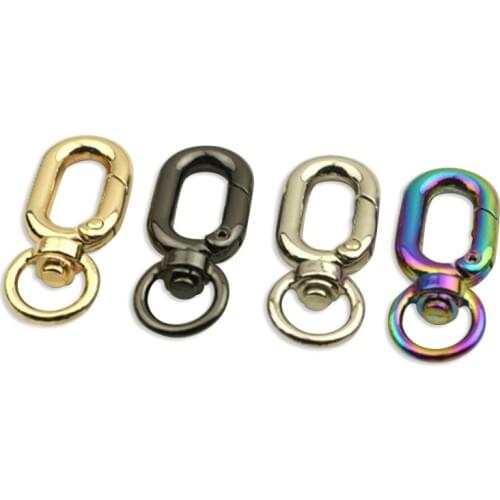 5 Pcs Metal 39*16mm Carabiner Clip Swivel Trigger Dog Buckle Keying DIY Spring Circle Round Tail Opening Buckle Bags Belt Buckle