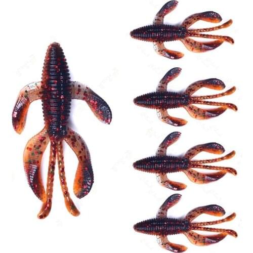 5PCS PVC Shrimp Baits Bionic Fishing Lure Four Drive Soft Fishing Lure Bionic Shrimp Bait 7.5cm/6.5g