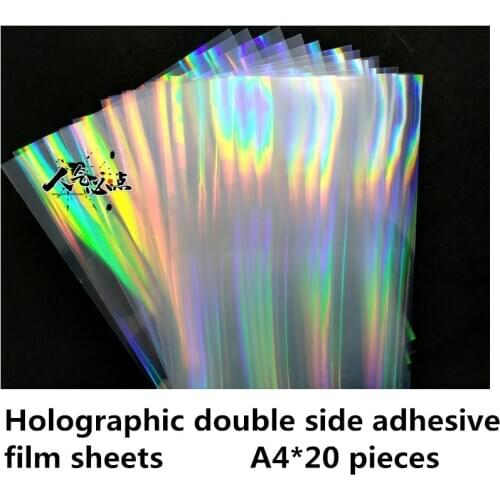 A4 size 20 pieces Phone cell DIY ,double side adhesive film with colorful hologram pattern