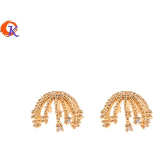 Cordial Design 20Pcs 8*12MM Jewelry Accessories/Hand Made/Genuine Gold Plating/CZ Charms/Flower Shape/DIY Parts/Earring Findings