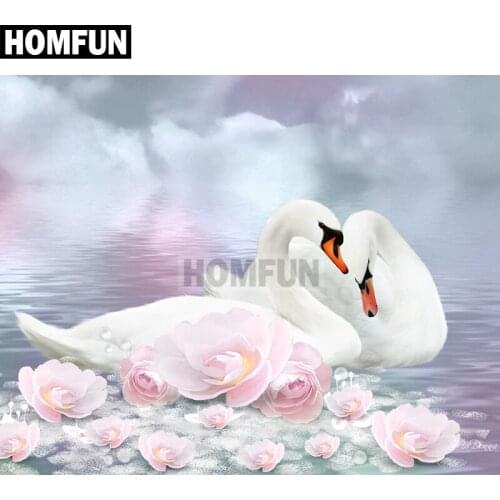 HOMFUN Full Square/Round Drill 5D DIY Diamond Painting "Swan Lake" Embroidery Cross Stitch 5D Home Decor Gift A02470
