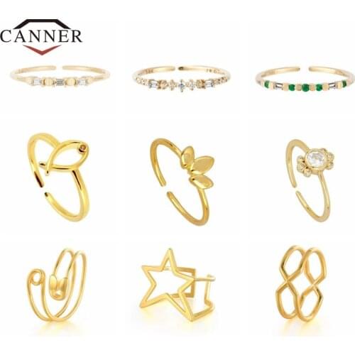 CANNER Minimalist Fashion Creative Irregular 18k Gold Plated Rings for Women Wedding Birthday Party Ring Jewelry Bague Femme
