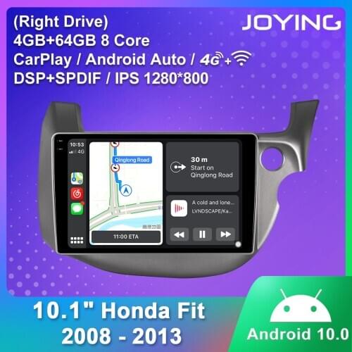 Android 10.0 10.1" IPS 4GB +64GB GPS car radio player RDS FM support Rear Camera/4G/Carplay for Honda Fit 2008-2013(Right drive)