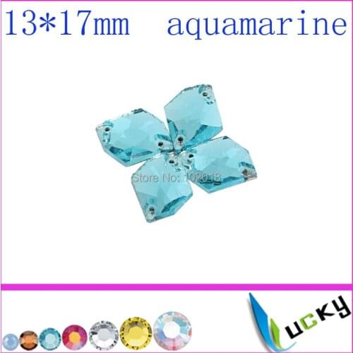 Free shipping 112pcs Flat back sew on rhinestones 3070# Aquamarine color Cosmic shape 13*17mm crystal strass with holes