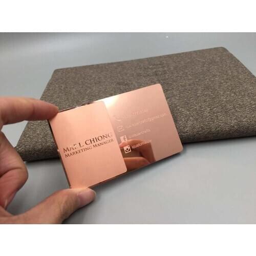 Free design factory wholesale high quality customized sublimation blank stainless steel mirror rose gold metal business card