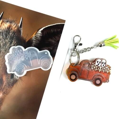 Shiny Glossy Silicone Resin Molds Ghost Truck Keychain Mold DIY Keychain Pendant Jewelry Epoxy Resin Crafting Molds