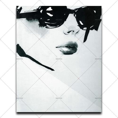 Black and white Painting colours Figure Painting Abstract Home decor Frameless Hand painted Oil Painting Canvas drawing