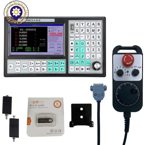 Special offer5 axis offline CNC controllerSMC5-5-N-N 500KHz motion control system 7 inch screen 6 axis emergency stop hand wheel