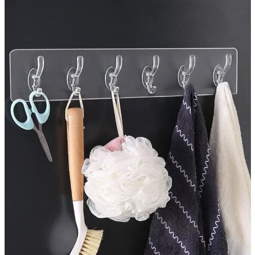 Door Hanging Hook Punch Free Door Hanger Hats Bags Holder Tie Scarf Key Hook Plastic Wall Hanger Clothes Coats Rack Towel Rack