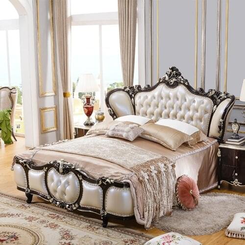 Baijia Huiou double bed 1.8m solid wood carved princess bed large family French wedding bed H57