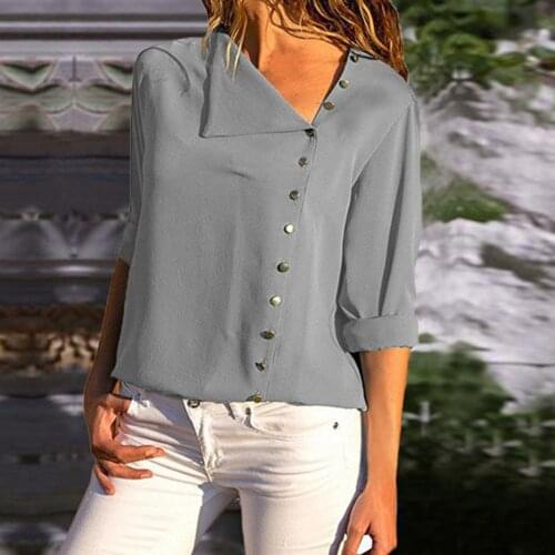 Breathable Stylish Single-breasted Loose Blouse Lightweight Chiffon Blouse Long Sleeve Streetwear