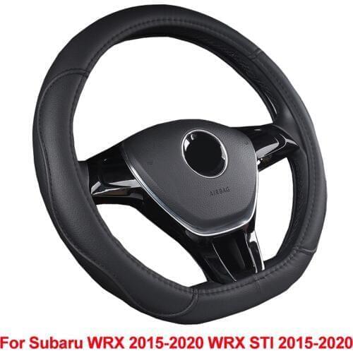 HuiER Car Steering Wheel Cover D Shape PU Leather Breathable For Subaru WRX 2015 2016 2017 2018 2019 2020 WRX STI 2015 -2020