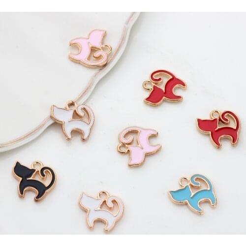 Zinc Alloy Enamel Charms Cute Mini Cat Charms 13mm 30pcs/lot Used For DIY Jewelry Making Finding Accessories
