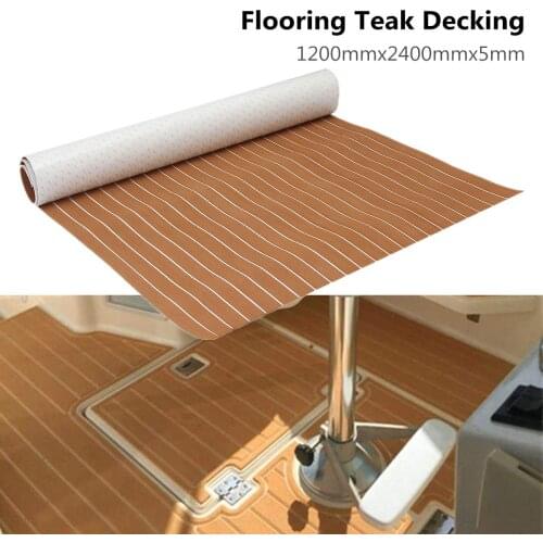 EVA Self-Adhesive Foam Decking Sheet Faux Teak Synthetic Boat Marine 2400mm Flooring Sheets Anti-Skid Brown Gray Black Striped