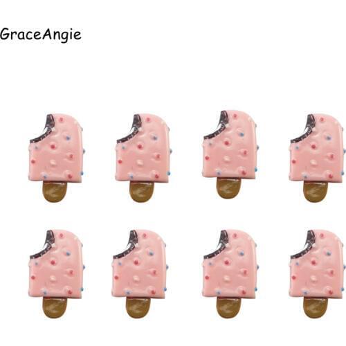 GraceAngie 10PCS Women Favors Charms Bracelet Necklace Pink Ice Cream Silicone DIY Decorations Kids Handmade Jewelry Accessories