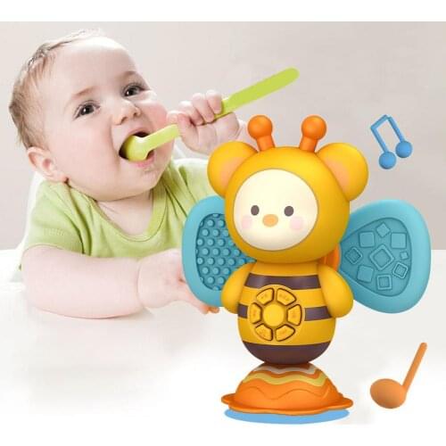 Suction Cup Toy For Newborns Baby Teether Rattles WIth Music Soft Educational Montessori Toys Teething Girls Boys Birthday Gifts