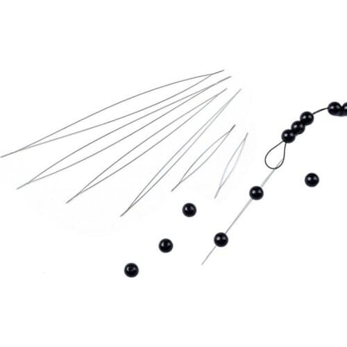5Pcs Central Opening Curved Beading Needles Stainless Steel Tools Pins for bead Threading String Cord Easy Jewelry Making