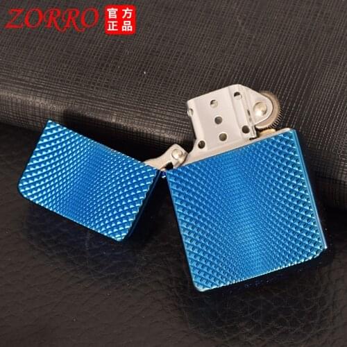 Zorro Kerosene Lighter Carving Split Flower Blue Ice Creative Retro Vintage Flint Grinding Wheel Mens Smoking Gift Dropshipping
