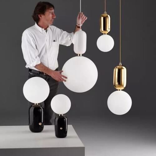 Creative glass led pendant light Art Decor Cafe Bar Restaurant bedside pendant light Home Dining Nordic glass ball Pendant lamp