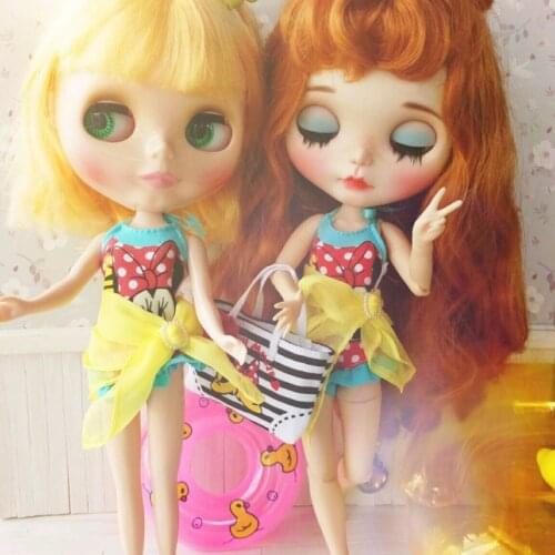 Cute Mini Swimming Ring & Suit Set Clothes for Blyth, Barbies, Licca, Azone 1/6 Doll Accessories Girls Toy