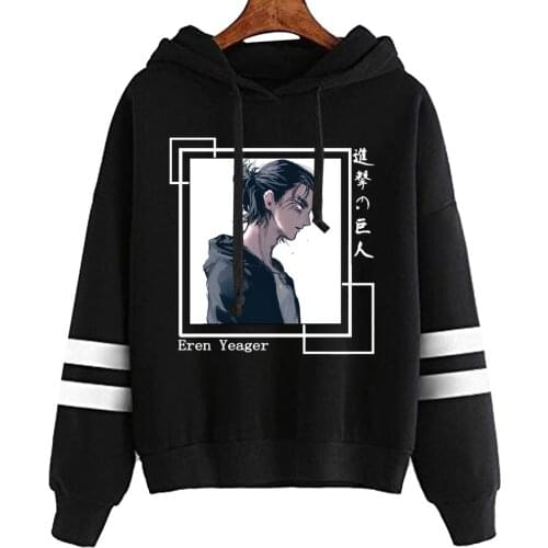 Mens Hoodies Attack on Titan Men Women Pullovers Sweatshirts Eren Yeager Anime Hoody Streetwear Tops