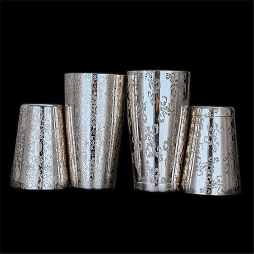 New 1350ml boston Double Carved flower Vodka shaker bar tools bpa free 18/8 Stainless steel high-end Whisky cocktail shakers