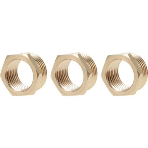 Uxcell Brass Threaded Pipe Fitting G3/4 Male x G1/2 Female Hex Bushing Adapter 3pcs