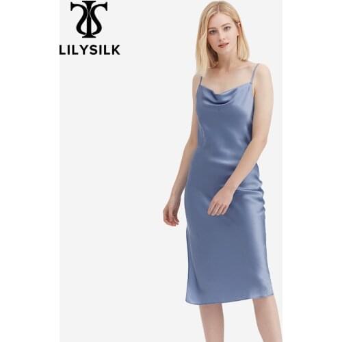 LilySilk Silk Slip Dress Elegant Alluring Cowl Neck Women NEW Free Shipping