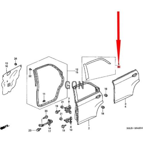 Rear door window frame exterior trim 2003-Hon daC ITY FIT Window color bar decoration door post sticker original car sticker