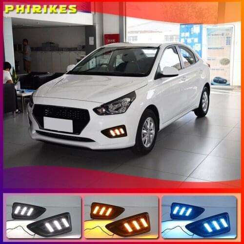 For Hyundai Accent Solaris Verna 2017 2018 LED DRL Daytime Running Light Fog Lamp 12V Car Running Lights