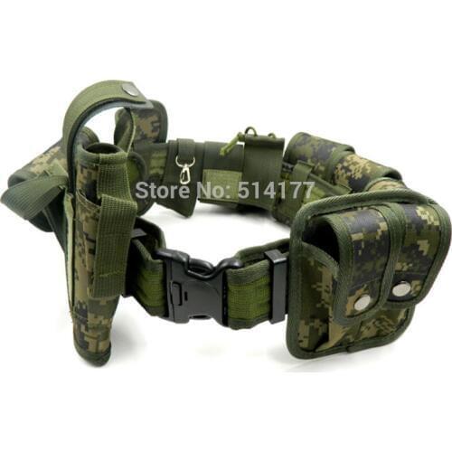 Tactical Belt Set Jungle Camouflage Security Belts Training Guard Utility Heavy Duty Combat Belt Set 10pcs/sets