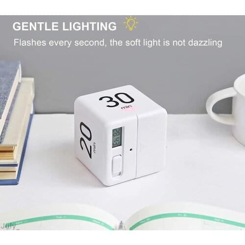 Gravity Sensor Flip Timer Lightweight Responsive Cube Timer Sports Timer White Practical Kitchen Timer For Shower/Study/Cooking