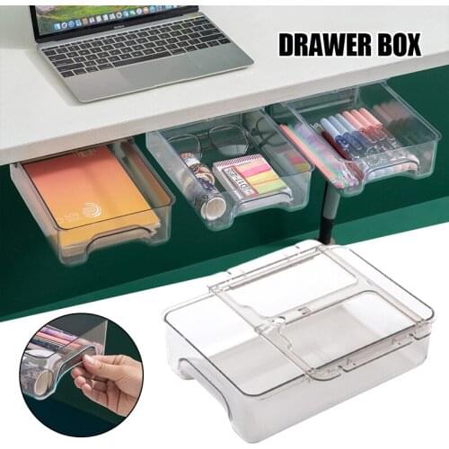 Drawer Desktop Storage Box Office Organizing Student Desk Shelves Stationery Invisible Small Hanging GQ