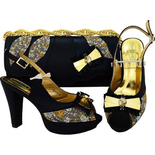 Black Color Black Womens Shoes Wedding Shoes and Womens Purse Set and Purse Set in Italy High Quqlity Super high heel MM1048