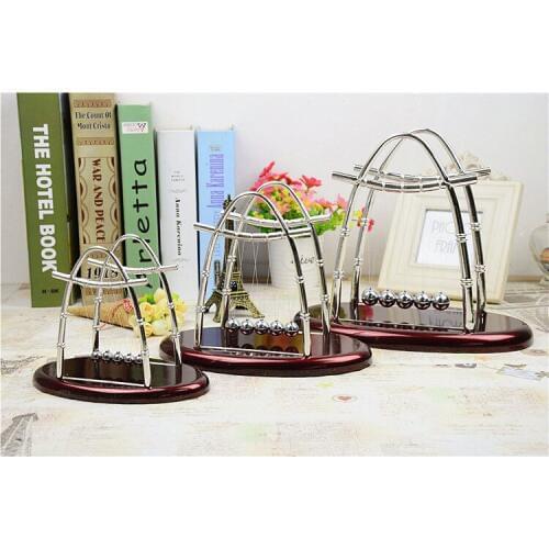 1PC Newton Cradle Balance Ball Physics Science Pendulum Oval Base Arch Stand Steel Balls Kids Toy Desk Home Decoration LZ 003