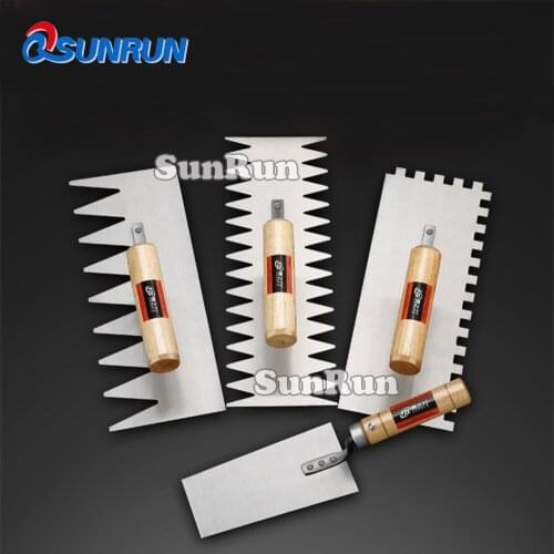 1pcs Trowel bricklayer tool plastering knife stainless steel mason tiling tool sawtooth scraper decoration hand tool