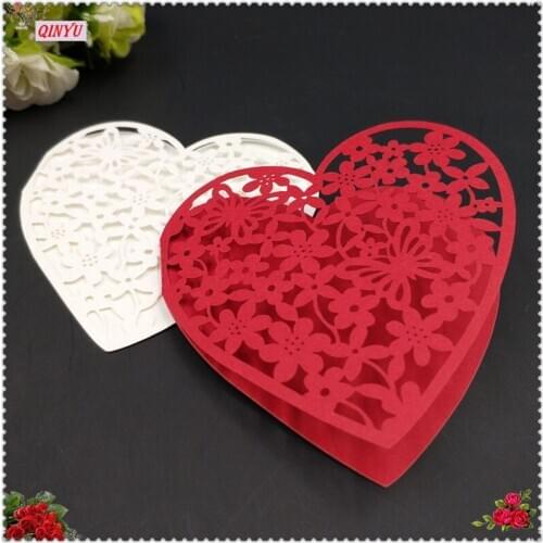 10/50/100 pcs Greeting Cards Small Folding Heart Shape Lovely Message Card Invitation Card for Anniversary Valentines Day 5z