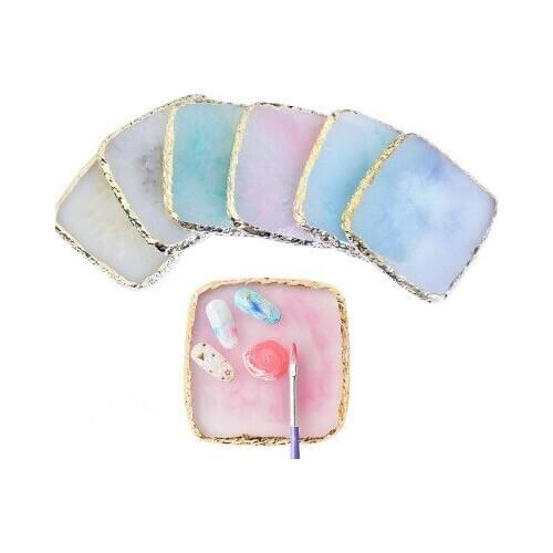 10Pcs Resin Stone Color Palette False Nail Tips Drawing Nail Color Palette for Nail Color Mixing Display Manicure Polish Gel Too