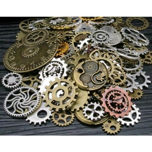 100g Per Lot Mixed Styles Punk Style Metal Alloy Gears DIY Components for Vintage Steampunk Jewelry Making