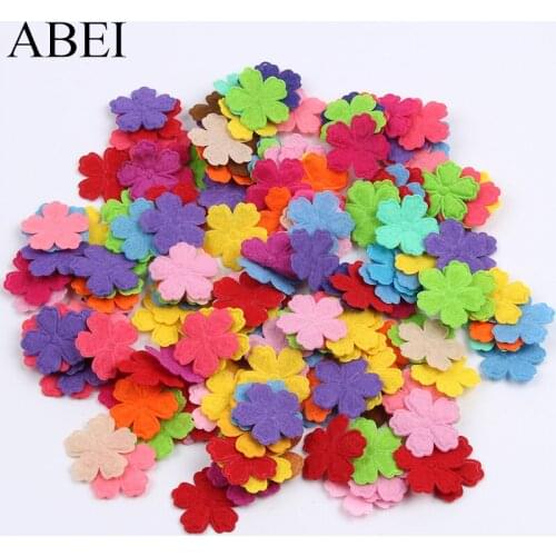 200pcs/lot flower Felt Fabric Accessory Patches floral Felt Pads DIY Patch Accessories for Scrapbooking Cards DIY ornaments