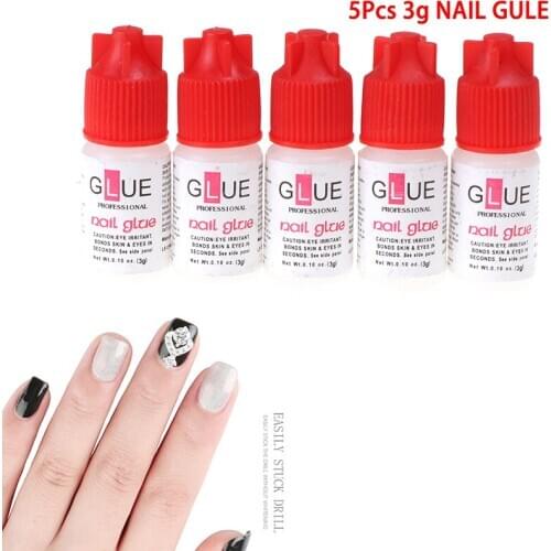 5Pcs Nail Glue Fast-dry Adhesive Acrylic Nail Art False Tips 3g Decoration Glue Nail Tips Rhinestone Faker Nail Cosmetic Tool