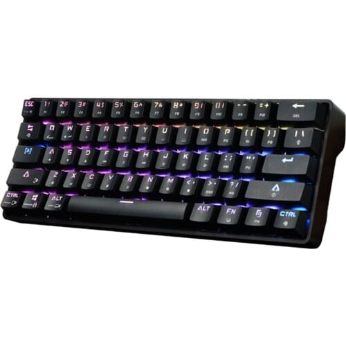 61 Keys 60% Bluetooth Dual-Mode Mechanical Keyboard Wireless RGB Lighting Effect Gaming Keyboard For Tablets PC Phone - Black