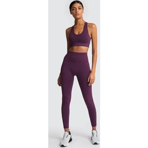 Seamless Yoga Set Women Tracksuit Long Sleeve Fitness Gym Clothing Sports Bras Crop Top Leggings Workout Suit Sportswear