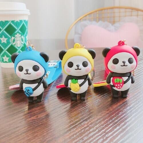 Cartoon Anime Panda Key Chain Cute Doll Pendant Keyring for Women Men Backpack Car Charm Key Ring Gift