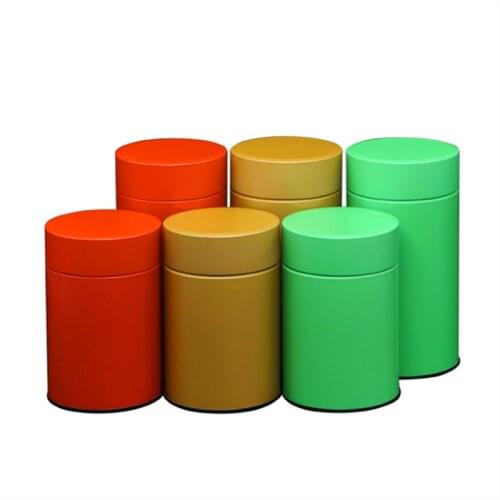 80x120mm/80x155mm Simple Cylindrical Fruit Tea Sealed Tin Can Metal Tinplate Food Candy Storage Packaging Box Pure Color Tin Can