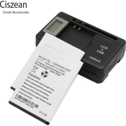 Ciszean 2x 3.7V 1500mAh Replacement Li-ion Battery +Universal Charger C684804150T For BLU DASH 4.0 D272 D272A batteries