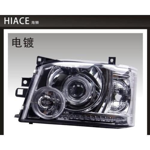 Headlights for hiace 2005-2009 modified head lamp included lens angel eye LED headlights 2pc